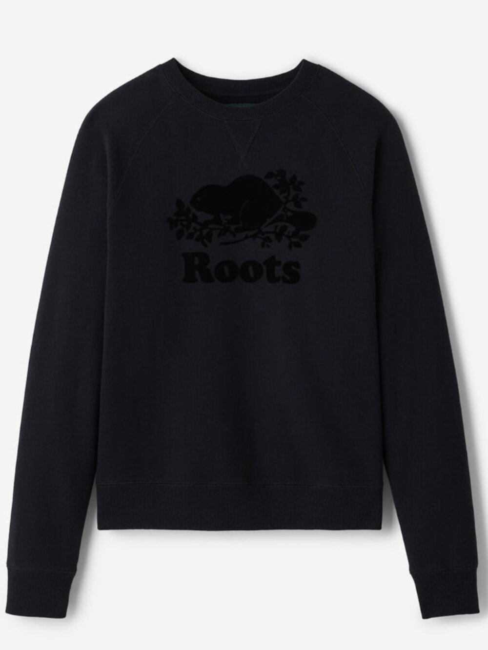 NWT Roots Black Organic Original Crew Sweatshirt Women's Size Small